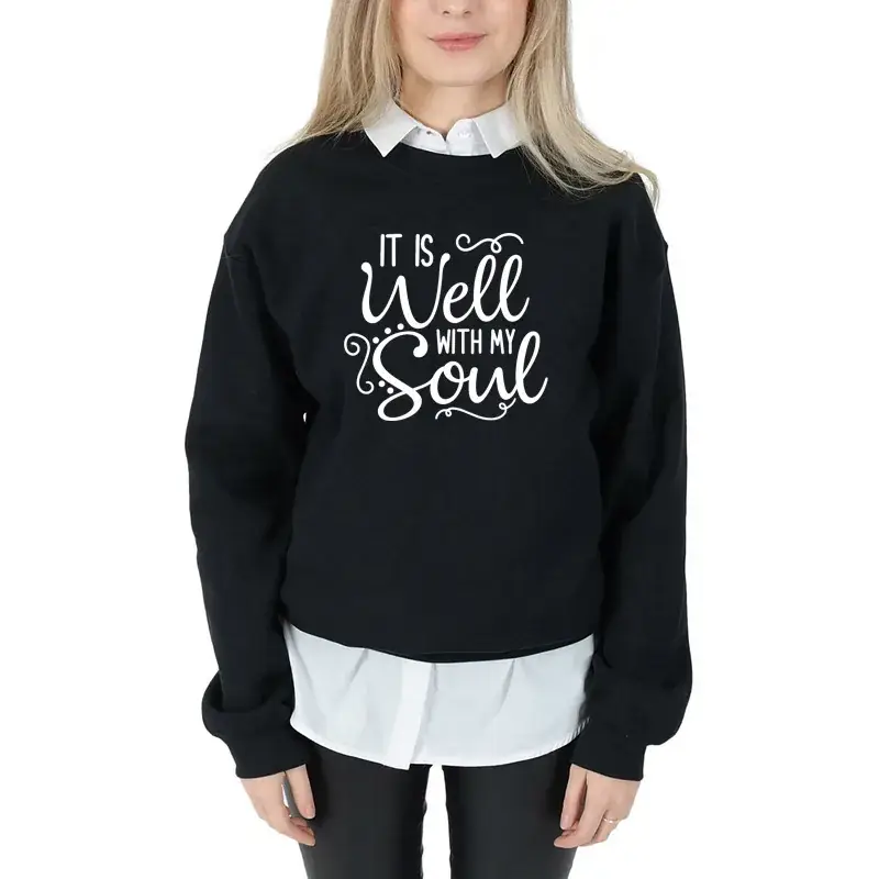 Well with My Soul Letter Crewneck Sweater Yellow - Image 2
