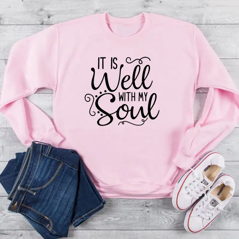 Well with My Soul Letter Crewneck Sweater Yellow - Image 5