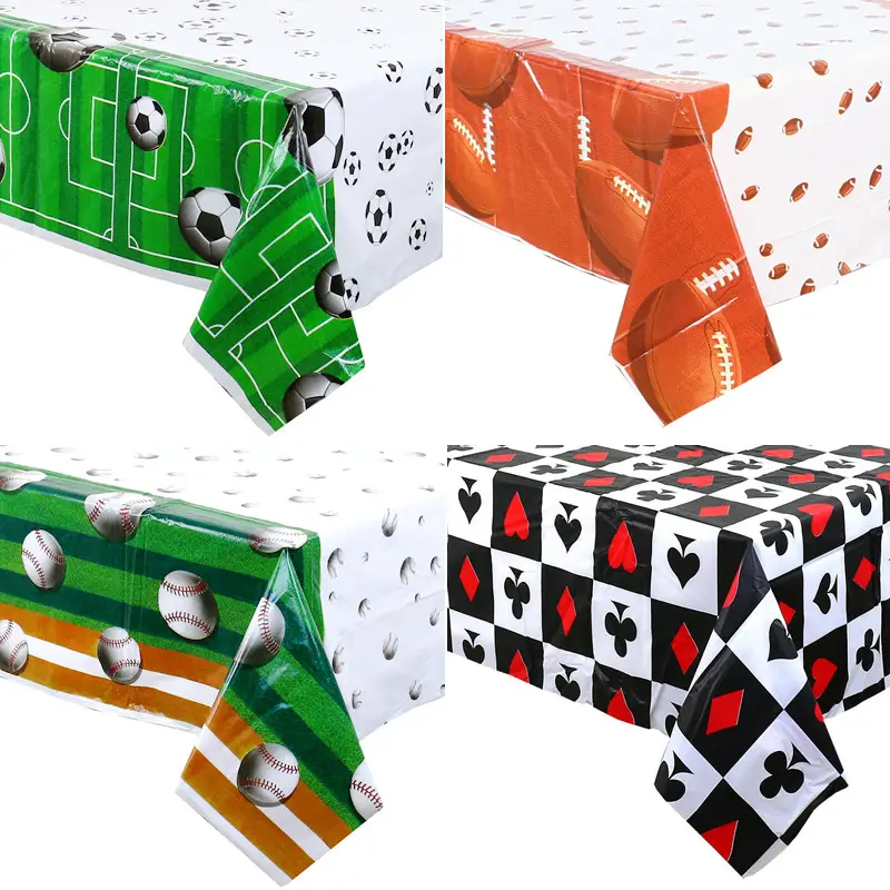 Amazon Disposable Tablecloth Playing Cards Casino Party Football Baseball 54x108 inch