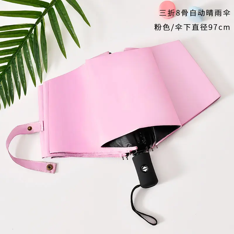 Pink Automatic Rain Umbrella 30% UV Protection - Image 4