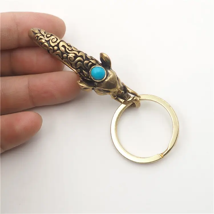 Pure Copper Dragon Keychain for Men - Image 14