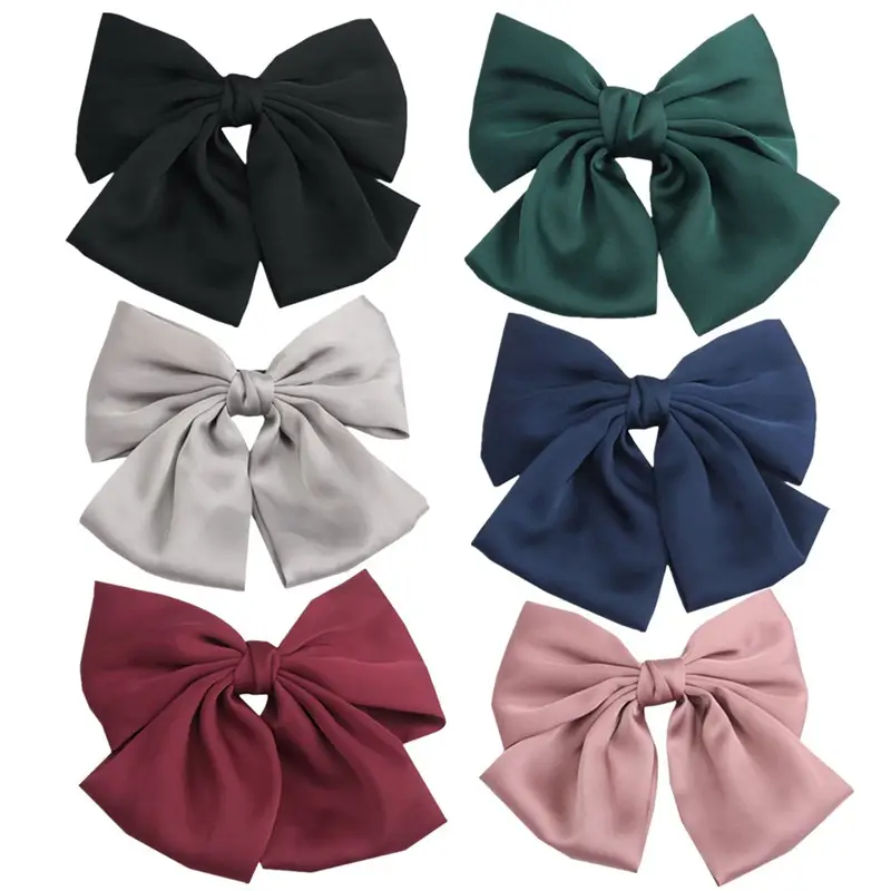 Japanese & Korean Double-Layer Hairpin for Women Pink Satin Bow Clip - Image 11