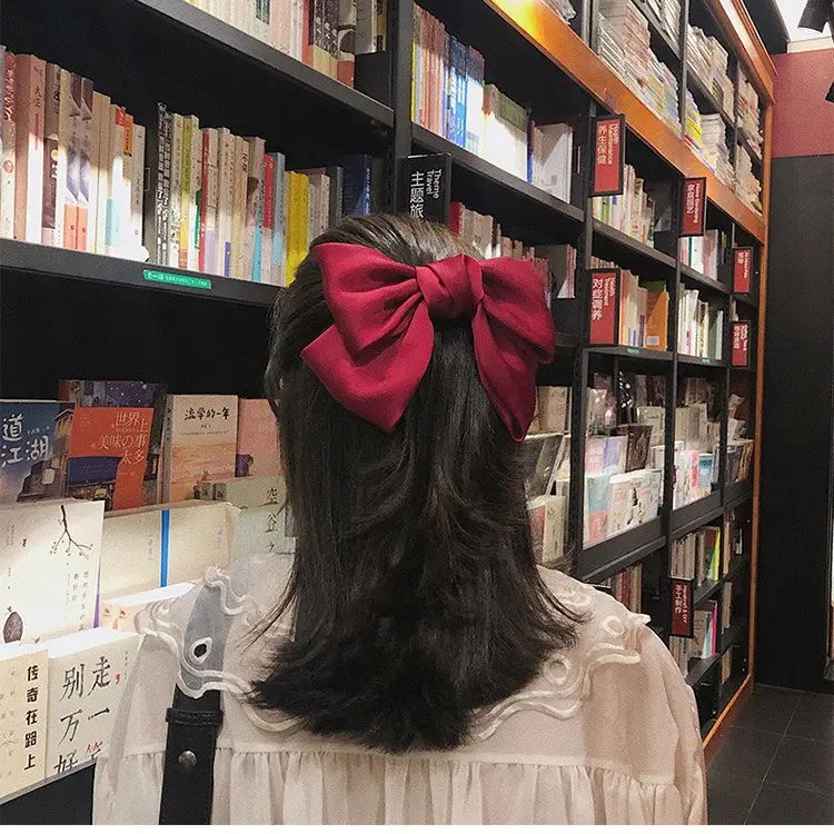 Japanese & Korean Double-Layer Hairpin for Women Pink Satin Bow Clip - Image 12