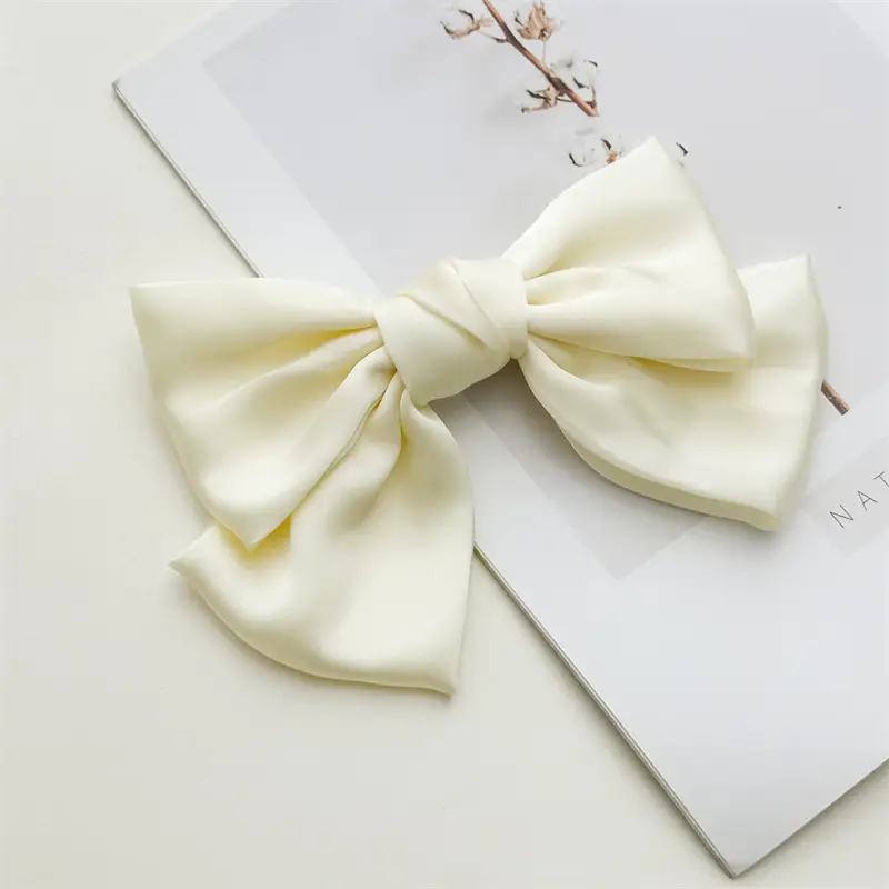 Japanese & Korean Double-Layer Hairpin for Women Pink Satin Bow Clip - Image 10