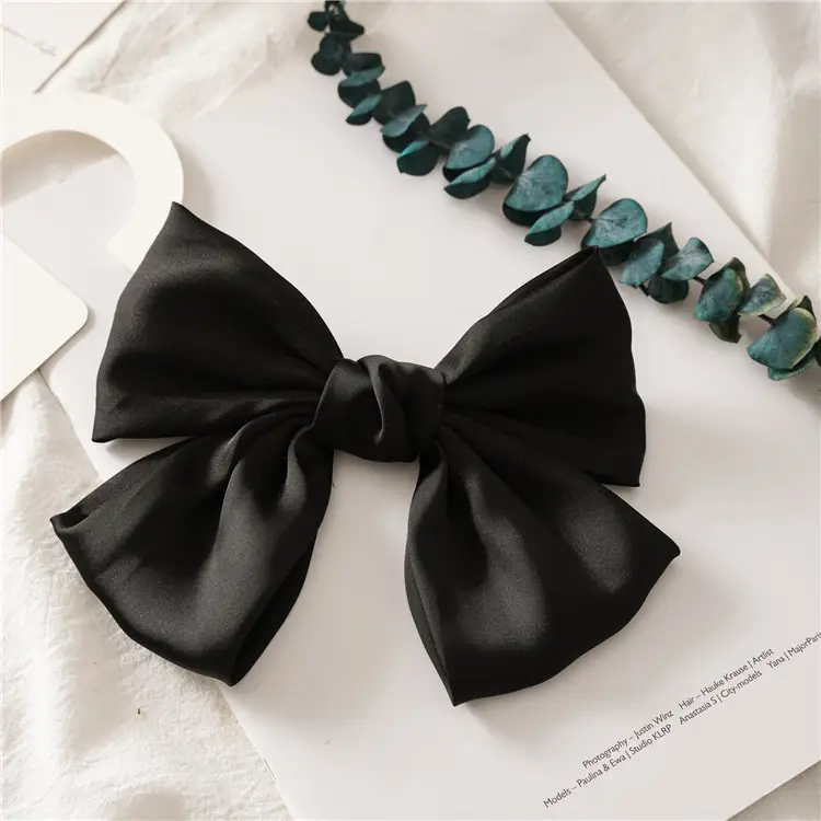 Japanese & Korean Double-Layer Hairpin for Women Pink Satin Bow Clip - Image 2