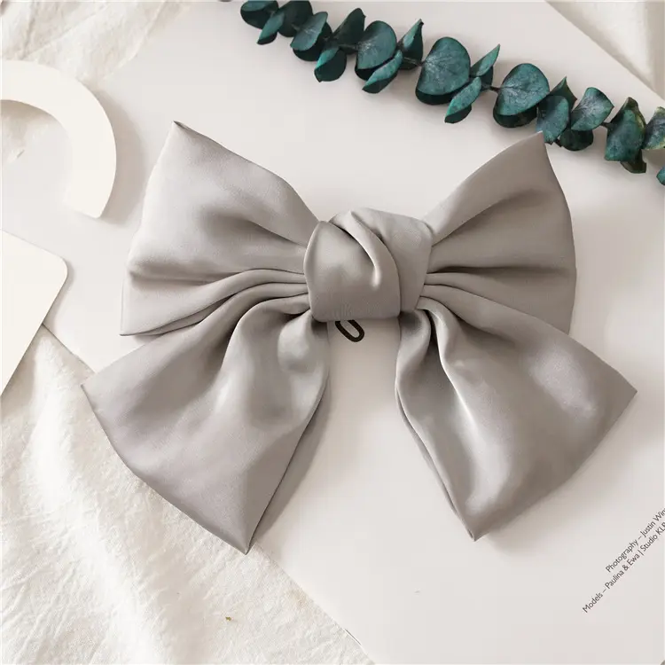 Japanese & Korean Double-Layer Hairpin for Women Pink Satin Bow Clip - Image 3