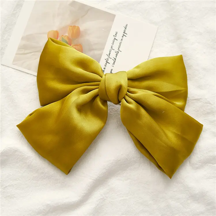 Japanese & Korean Double-Layer Hairpin for Women Pink Satin Bow Clip - Image 5