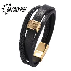 Red Braided Leather Bracelet with Gold Snap Button — feature 2