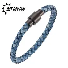 Red Braided Leather Bracelet with Gold Snap Button — feature 39