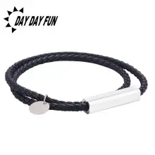 Red Braided Leather Bracelet with Gold Snap Button — feature 41