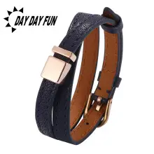 Red Braided Leather Bracelet with Gold Snap Button — feature 44