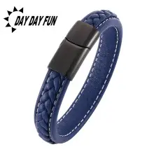 Red Braided Leather Bracelet with Gold Snap Button — feature 47