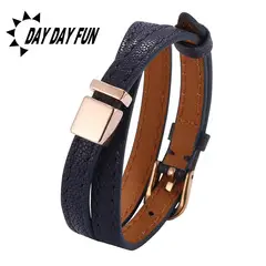 Red Braided Leather Bracelet with Gold Snap Button — feature 6