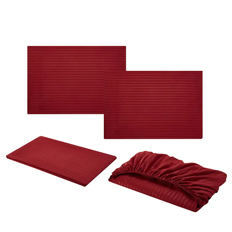 New Arrival Plain Satin Striped 4-Piece Bedding Kit - Image 17