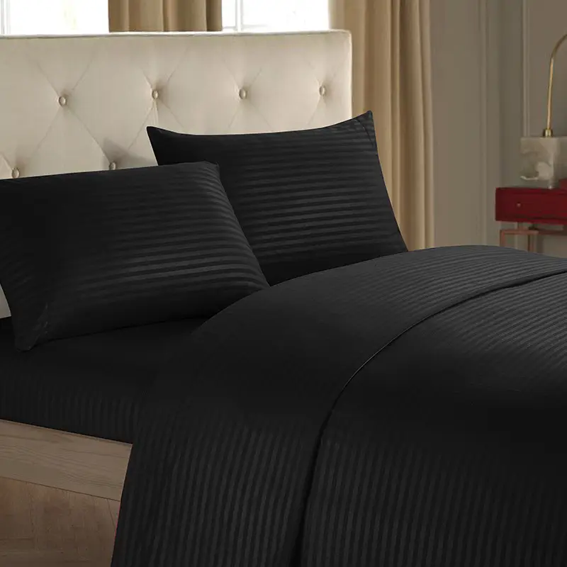 New Arrival Plain Satin Striped 4-Piece Bedding Kit - Image 3