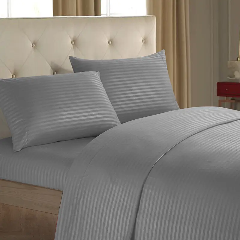New Arrival Plain Satin Striped 4-Piece Bedding Kit - Image 9