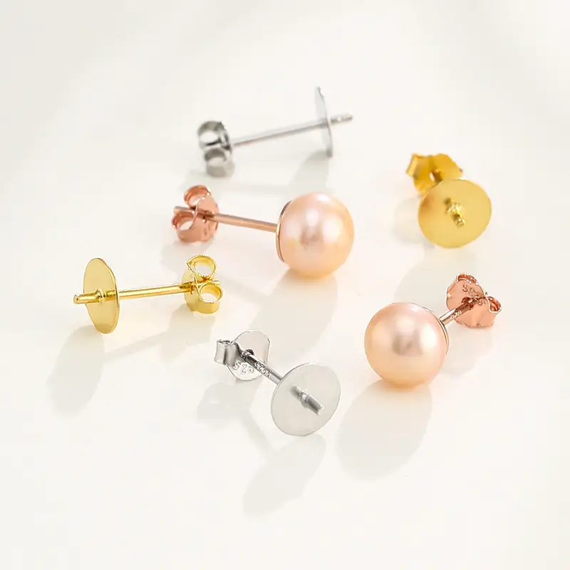 S925 Gold Plated Flat Head Earrings for Women