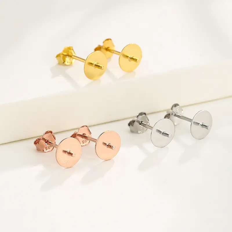 S925 Gold Plated Flat Head Earrings for Women