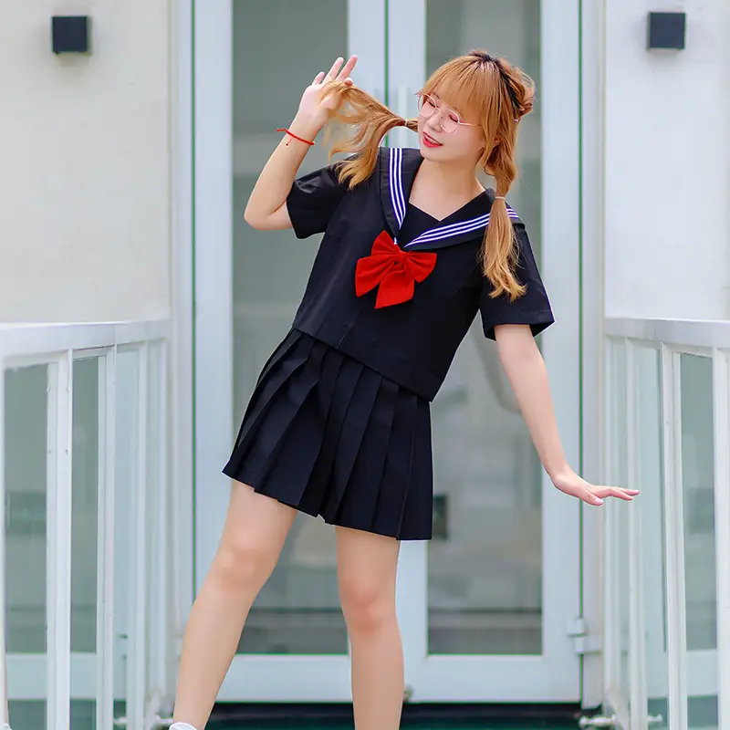 Black Pleated Skirt for Women Middle Clothing