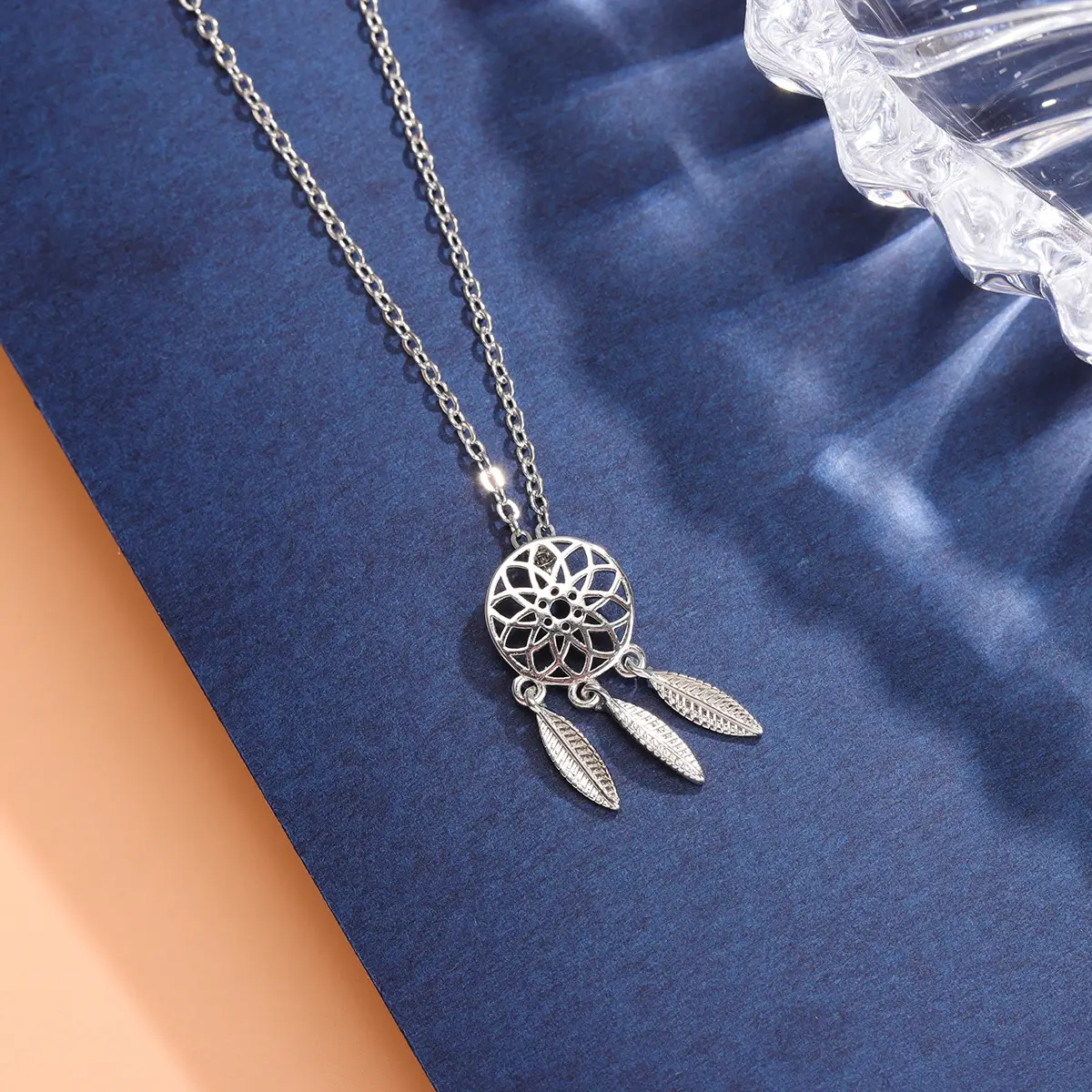 Silver Feather Dream Catcher Necklace for Women - Image 5
