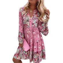 2024 Leopard Print V-Neck Chiffon High Waist Dress — feature 15