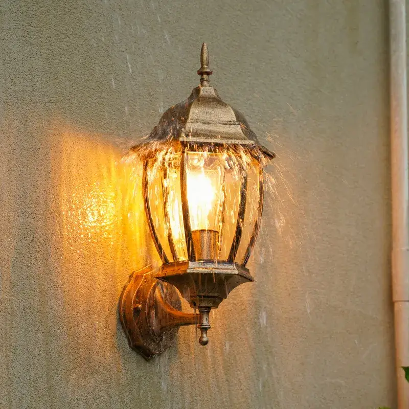 Outdoor European Style Wall Light LED Curved Hexagonal