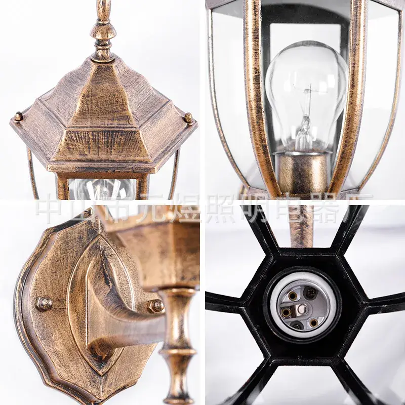 Outdoor European Style Wall Light LED Curved Hexagonal