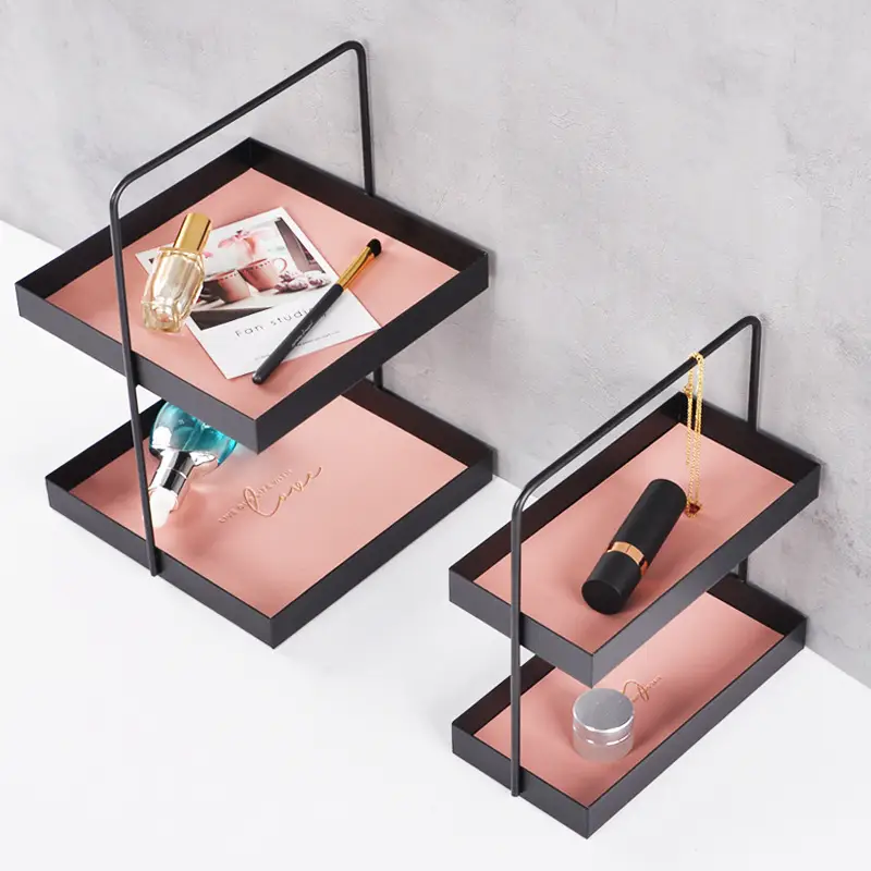 Nordic Double Layer Leather Storage Tray for Jewelry & Cosmetics - Image 5