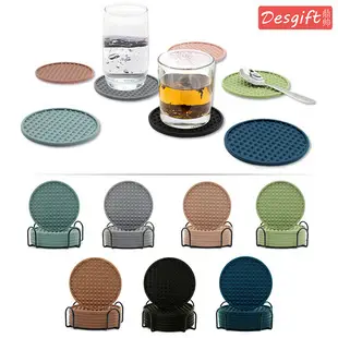 Pink Round Silicone Coffee Cup Coasters Heat Insulated Anti-Perm Mat — feature 1
