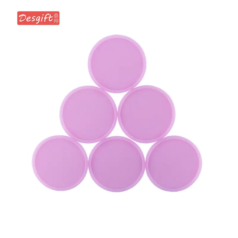 Pink Round Silicone Coffee Cup Coasters Heat Insulated Anti-Perm Mat