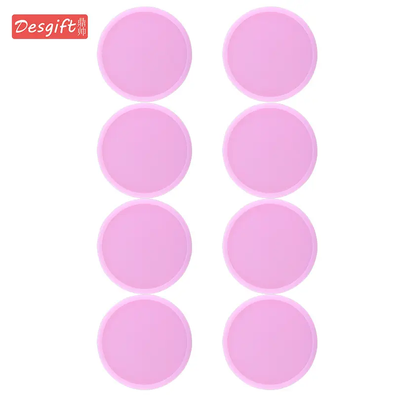 Pink Round Silicone Coffee Cup Coasters Heat Insulated Anti-Perm Mat
