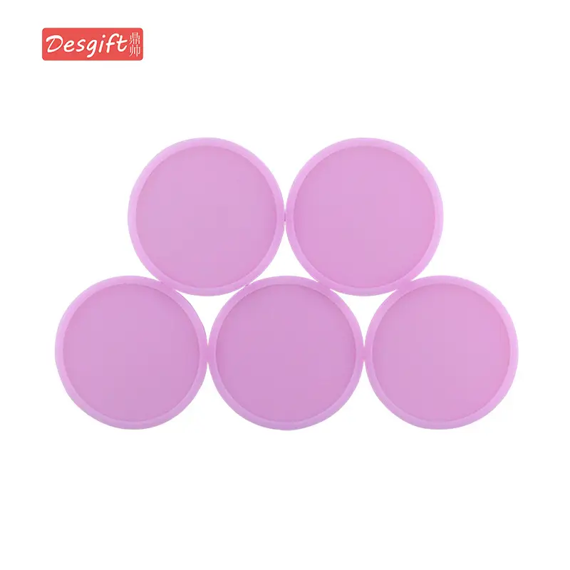 Pink Round Silicone Coffee Cup Coasters Heat Insulated Anti-Perm Mat
