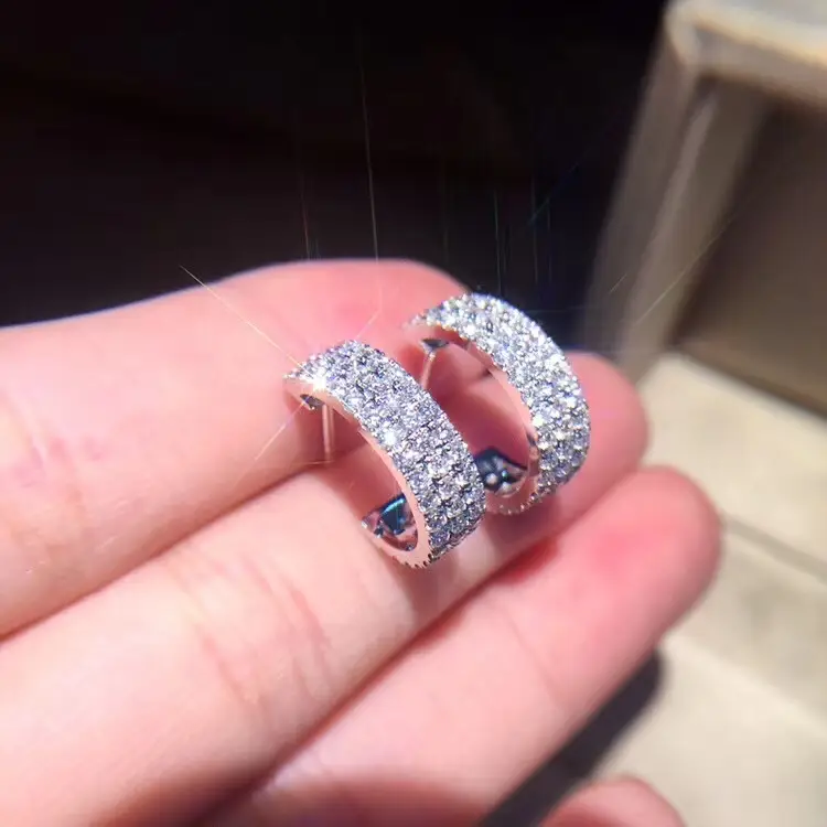 18K White Gold Diamond Earrings Set for Women