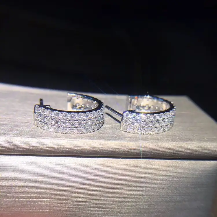18K White Gold Diamond Earrings Set for Women