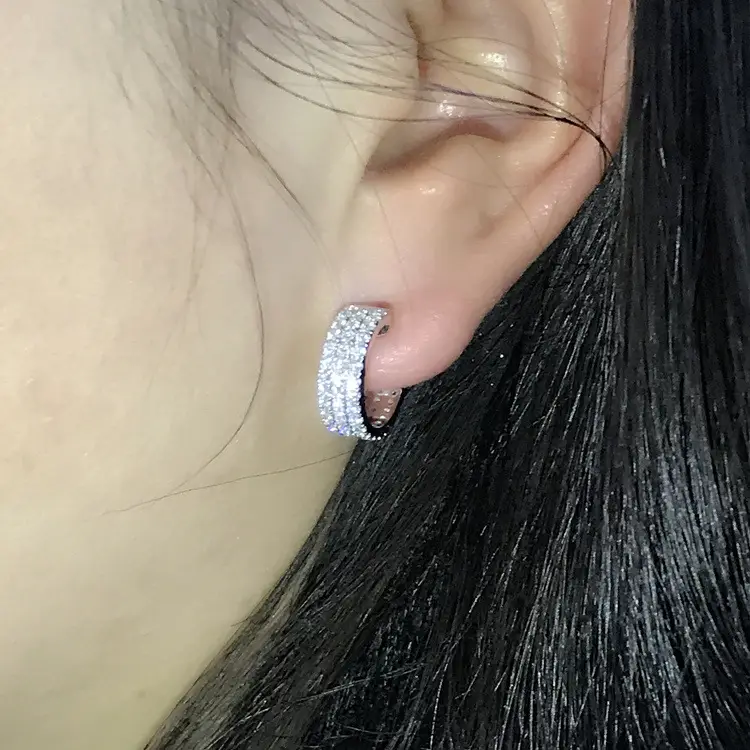 18K White Gold Diamond Earrings Set for Women