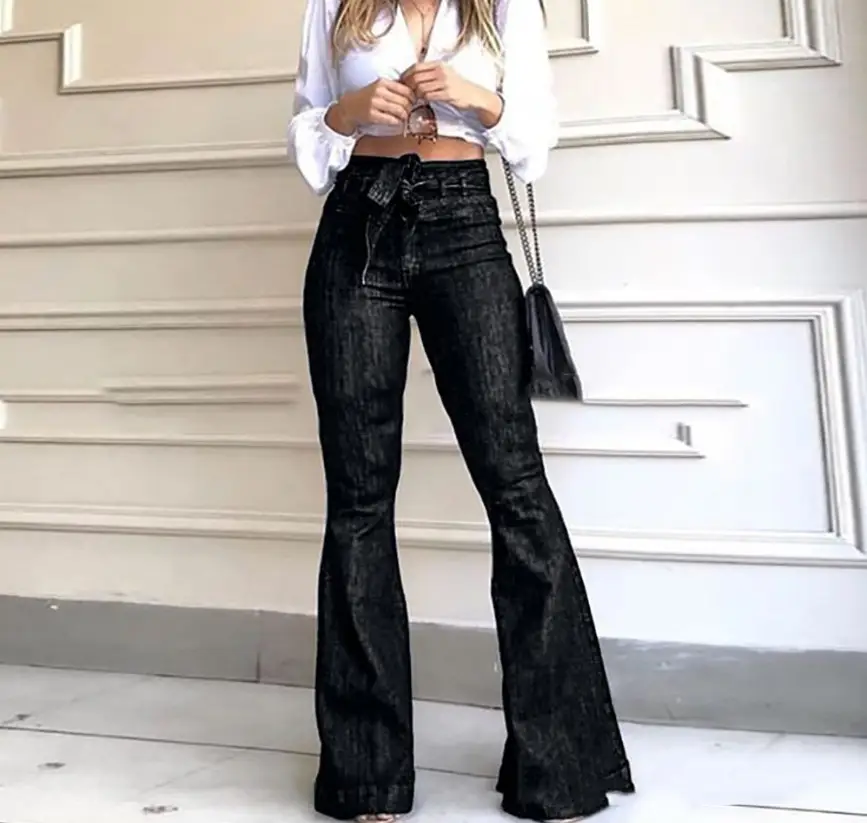 High Waist Flared Jeans for Women Black Wide Leg — feature 11