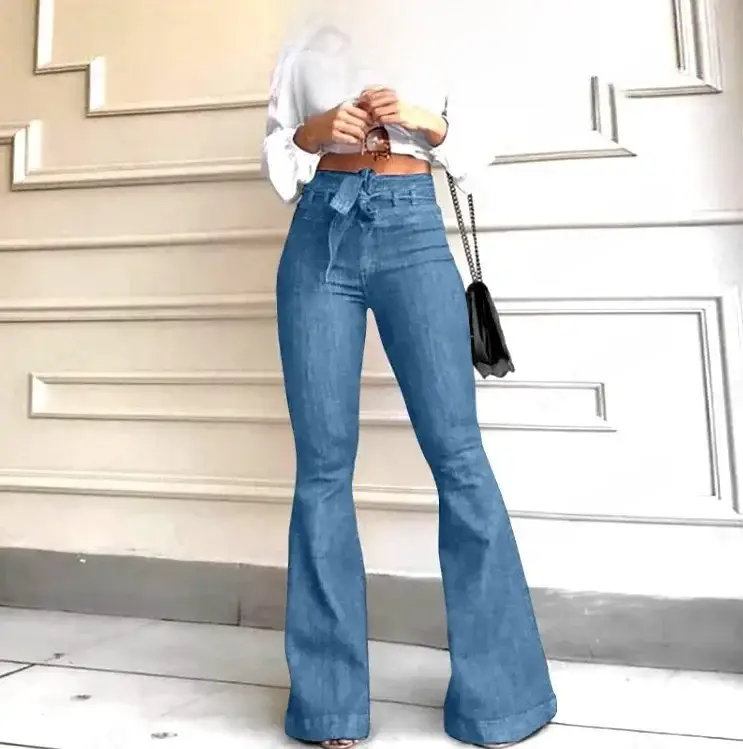 High Waist Flared Jeans for Women Black Wide Leg