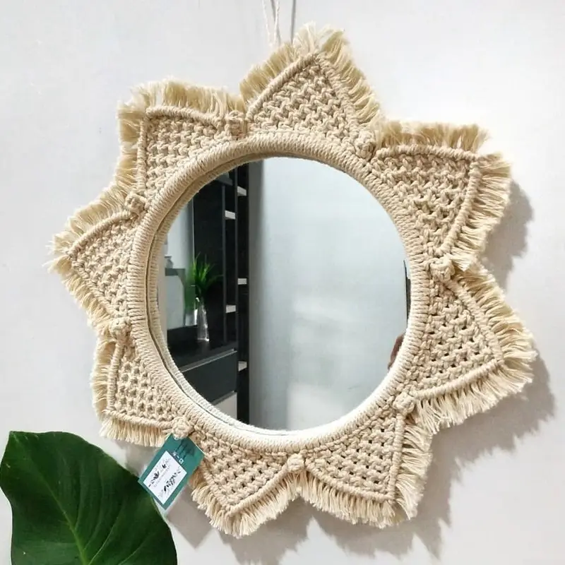 Nordic Wooden Mirror with Fringed Edge for Bedroom Decor - Image 15