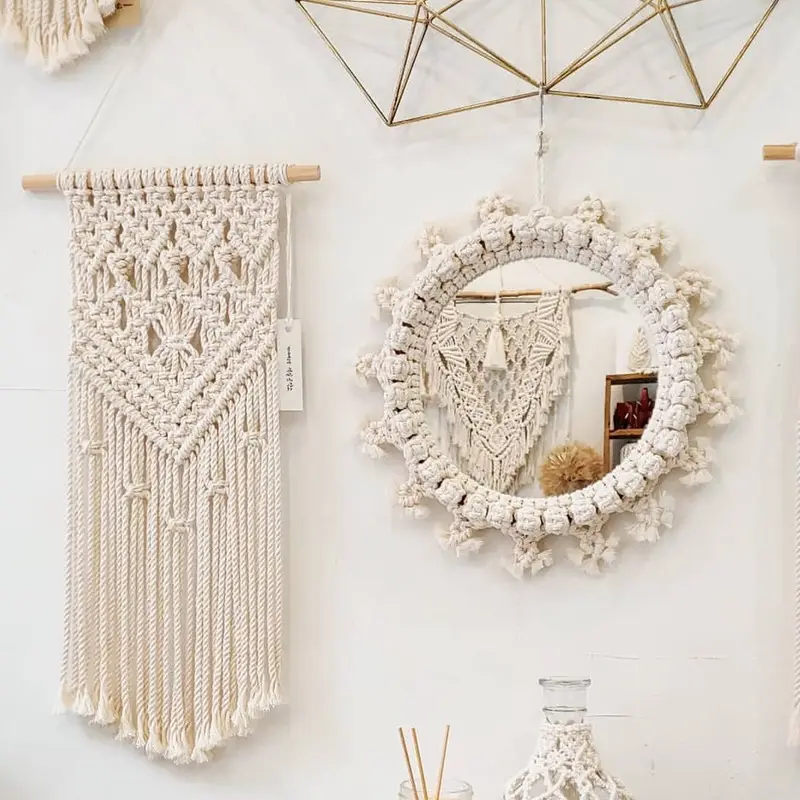 Nordic Wooden Mirror with Fringed Edge for Bedroom Decor - Image 17