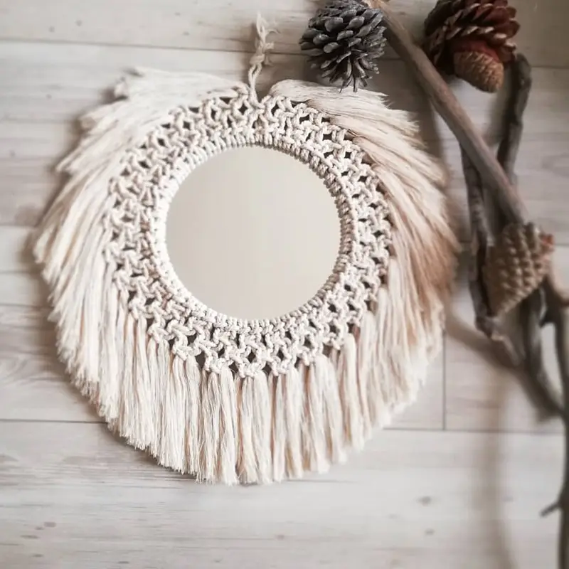 Nordic Wooden Mirror with Fringed Edge for Bedroom Decor - Image 18
