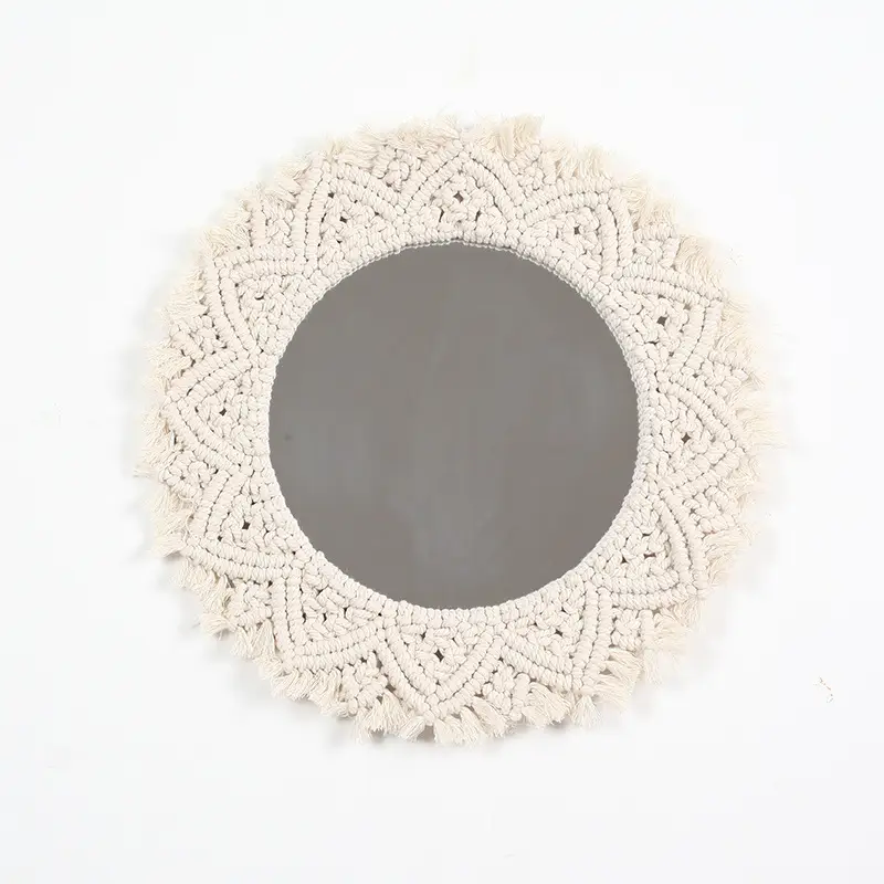 Nordic Wooden Mirror with Fringed Edge for Bedroom Decor - Image 11