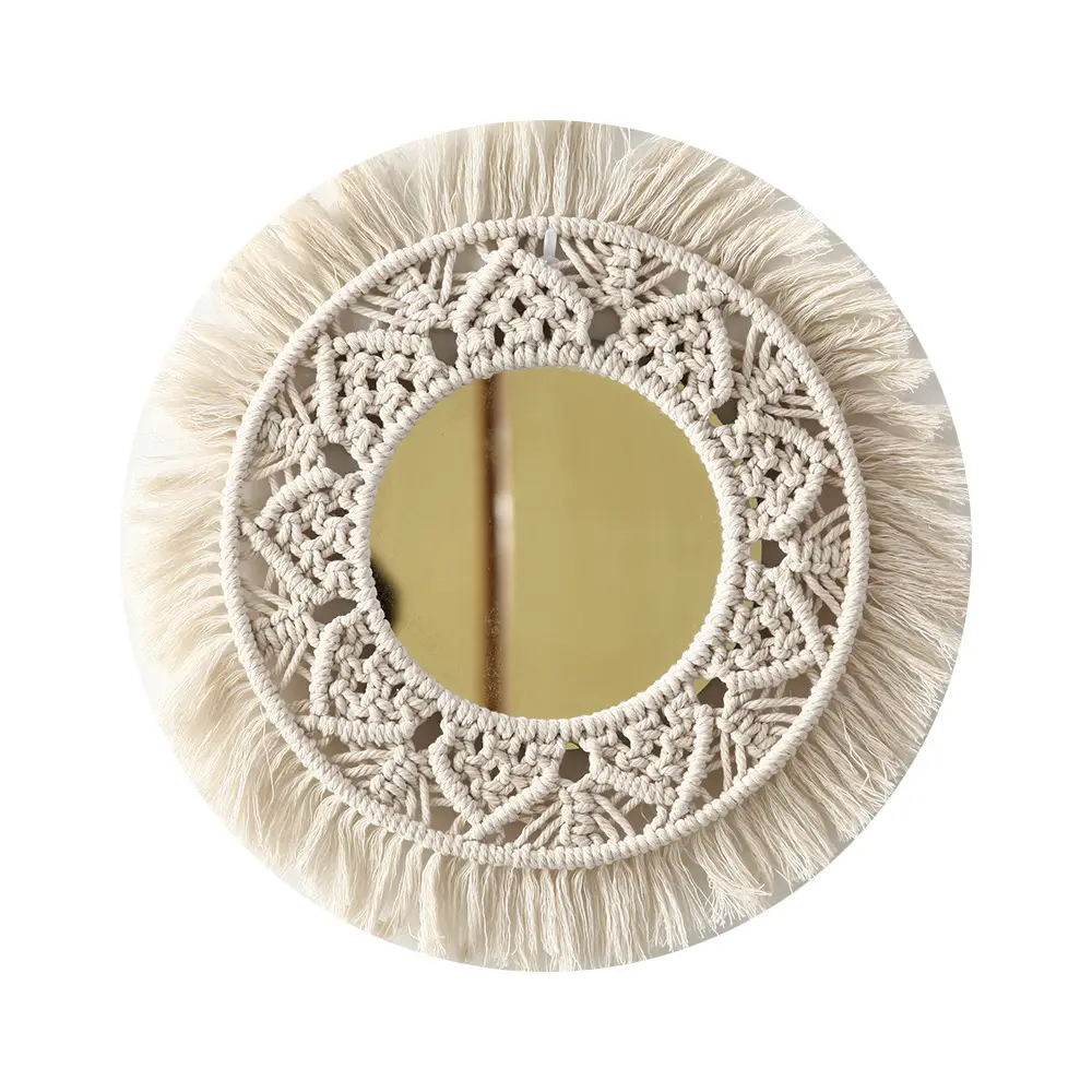 Nordic Wooden Mirror with Fringed Edge for Bedroom Decor - Image 13