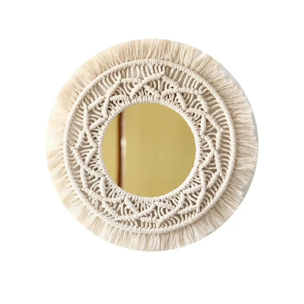 Nordic Wooden Mirror with Fringed Edge for Bedroom Decor - Image 14