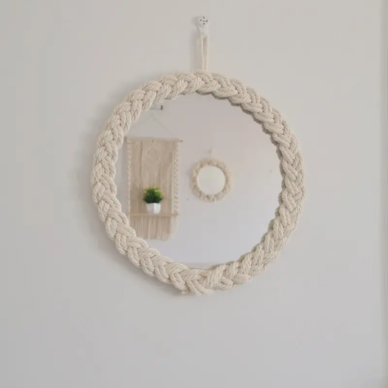 Nordic Wooden Mirror with Fringed Edge for Bedroom Decor - Image 6