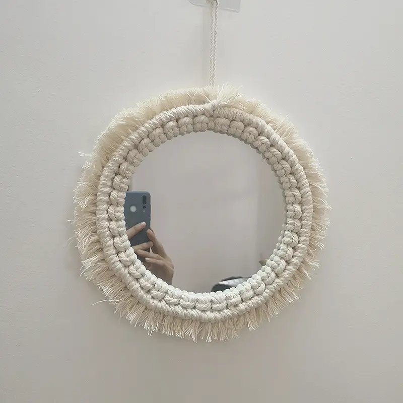 Nordic Wooden Mirror with Fringed Edge for Bedroom Decor - Image 7