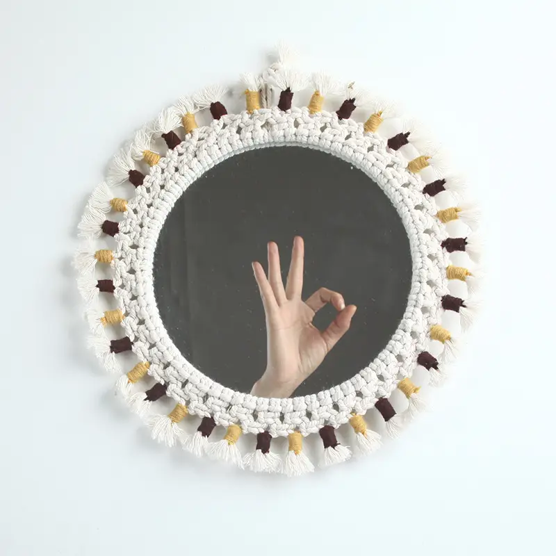 Nordic Wooden Mirror with Fringed Edge for Bedroom Decor - Image 8