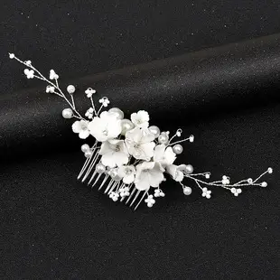 Mai Lang Crystal Hair Comb with Pearl Leaf Design — feature 14