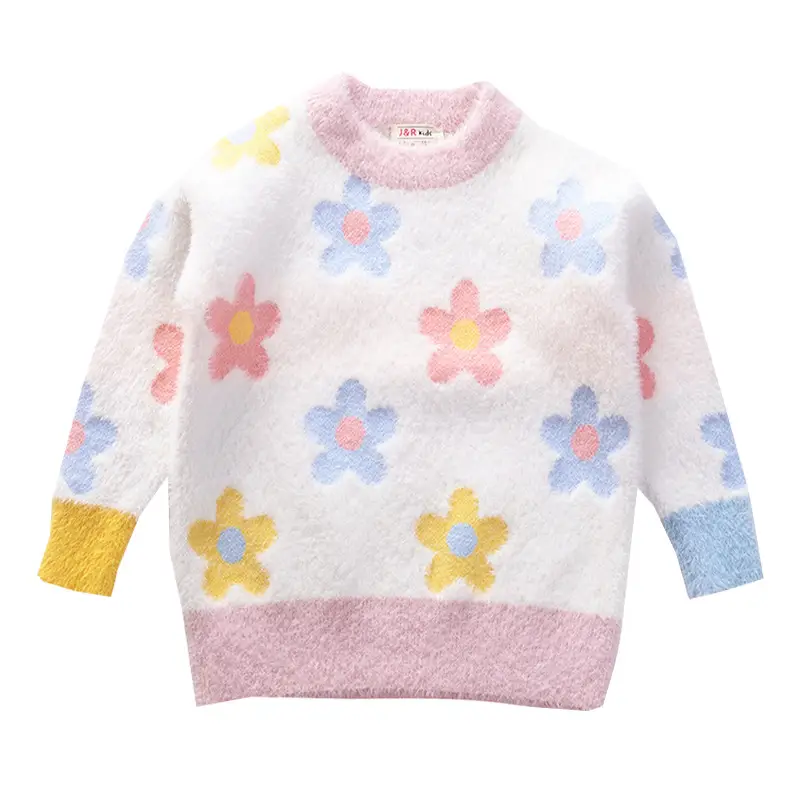 Girls Mink Velvet Knit Pullover Thick Winter Warm