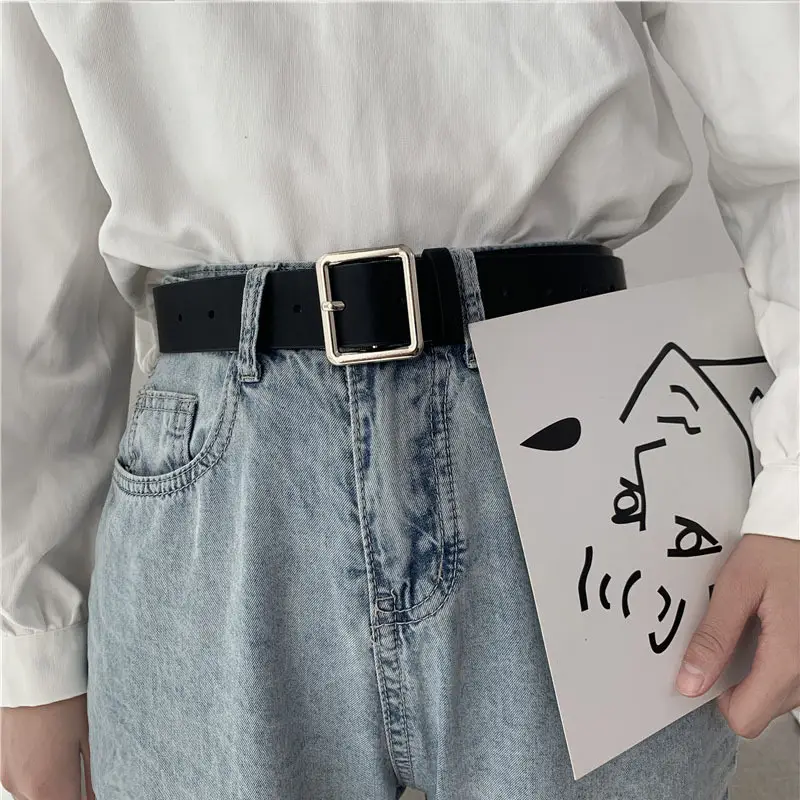 Korean Men's Square Buckle Belt for Students & Trendy Look
