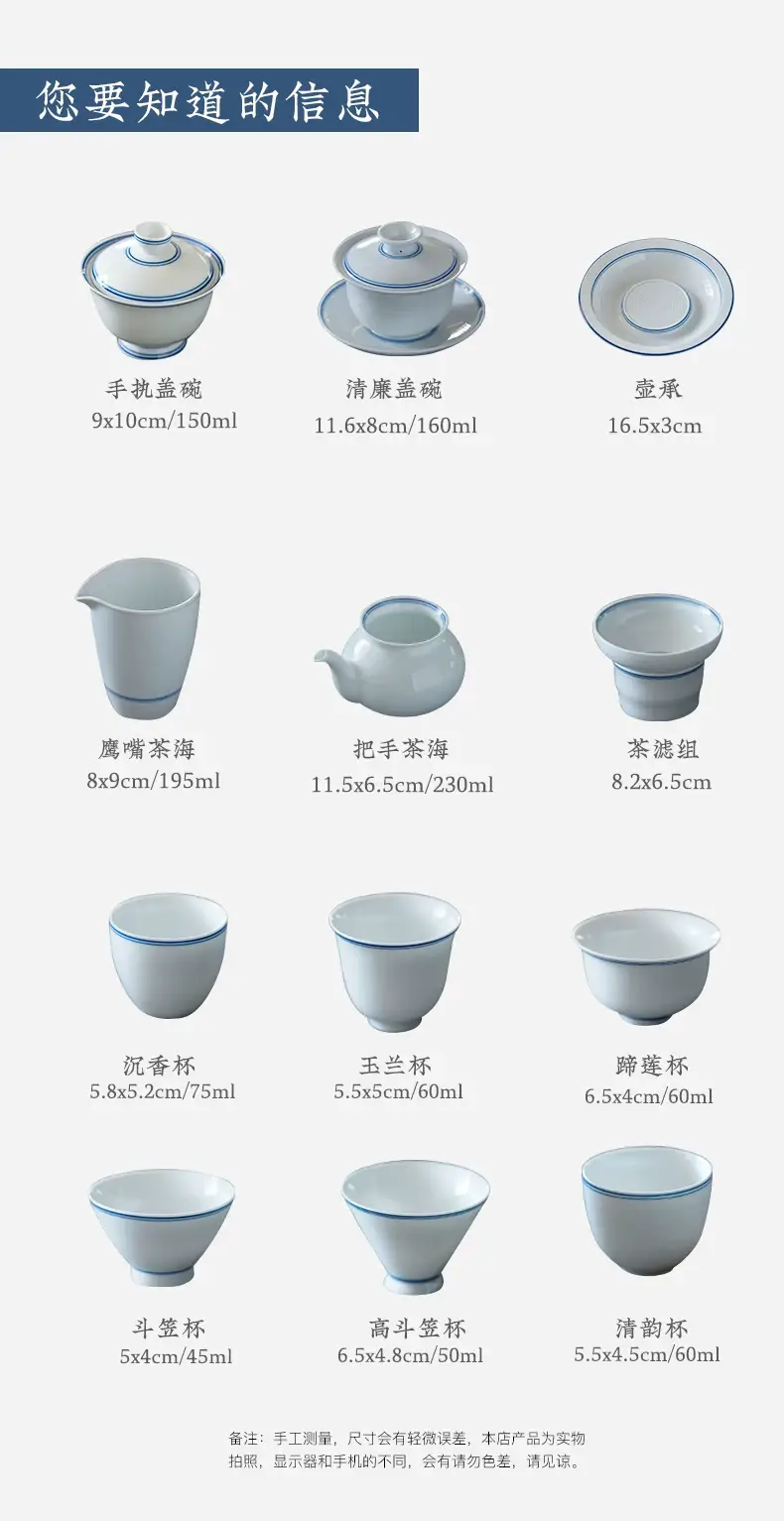 White Porcelain Tea Cup with Blue Line & Thin Feet — feature 12